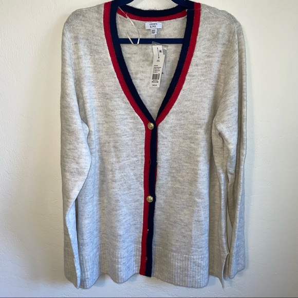 CROWN & IVY. long sleeve cardigan with gold buttons. - Picture 3 of 5